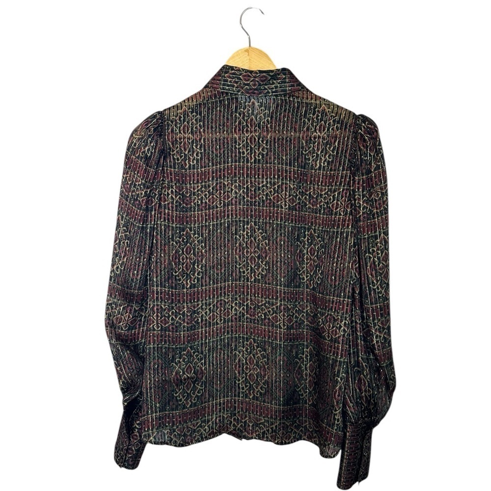 New! Frame Silk Button Up In Deep Moss Multi Top … - image 7